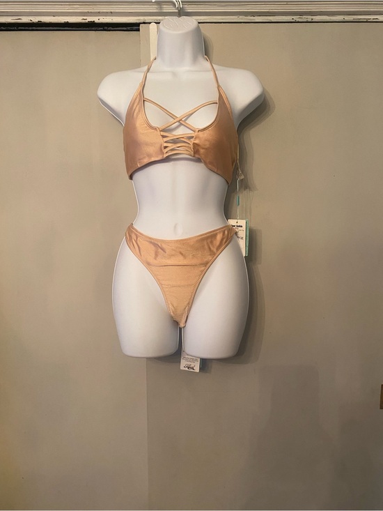 Heat Other - NWT Gold Strappy Halter Bikini Set - Women Swim Bikini